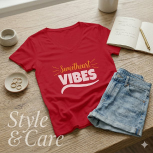 Süßes Herz Vibes Grafik Frauen V-Ausschnitt T-Shir T-Shirt