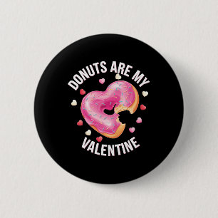 Süßes Herzdonut mit rosa Zuckerguss Valentinstag Button