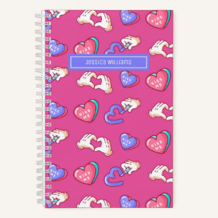 Süßes Herzzeichen-Doodle-Muster Teen-Liebe Rosa Notizblock