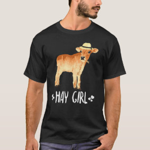 Süßes Heu Mädchen Kuh Sagt Bauernhof Tier Thema Fü T-Shirt