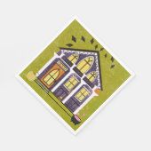 Süßes Hexen-Halloween-Häuschen Serviette (Ecke)