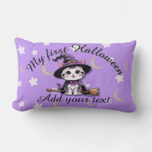 Süßes Hexen-Kätzchen – Pastell-Halloween-Rücken-Ki Lendenkissen