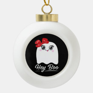 Süßes Hey Boo Halloween-Design Keramik Kugel-Ornament