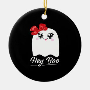 Süßes Hey Boo Halloween-Design Keramik Ornament