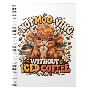 Süßes Highland-Kuh-Eiskaffee-Liebhaber-Notizbuch Notizblock