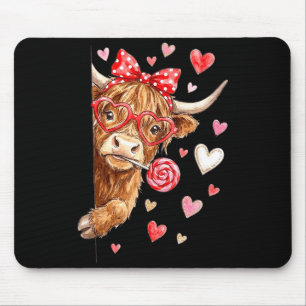 Süßes Highland-Kuh-Valentins-Candy-Heart-Design Mousepad