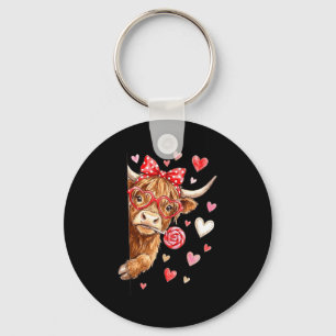 Süßes Highland-Kuh-Valentinstag-Candy-Heart-Design Schlüsselanhänger