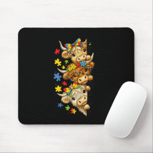 Süßes Highland-Rind Autismussensibilisierungs-Puzz Mousepad