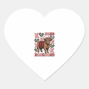 Süßes Highland-Rind XOXO Valentinstag Vintage-Shir Herz-Aufkleber