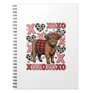Süßes Highland-Rind XOXO Valentinstag Vintage-Shir Notizblock