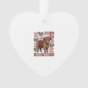 Süßes Highland-Rind XOXO Valentinstag Vintage-Shir Ornament