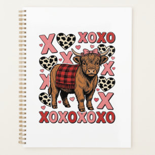 Süßes Highland-Rind XOXO Valentinstag Vintage-Shir Planer