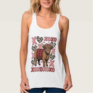Süßes Highland-Rind XOXO Valentinstag Vintage-Shir Tank Top