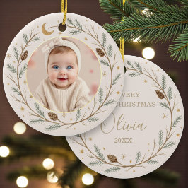 Süßes himmlisches Baby-Erstweihnachtsfoto Keramik Ornament
