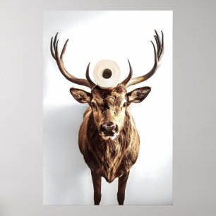 Süßes Hirsch-Badezimmer-Wandkunst, Lustiger Hirsch Poster