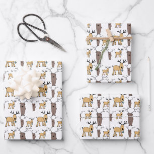 Süßes Hirschböckchen-Elch-Handgemaltes-Babygeschen Geschenkpapier Set