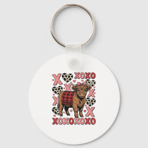 Süßes Hochlandkuh XOXO Valentinstag Vintage-Shirt Schlüsselanhänger