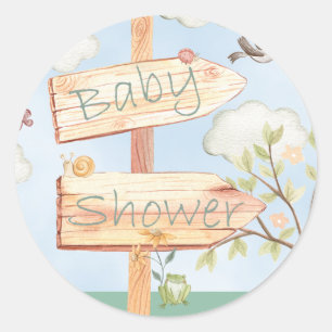 Süßes Holzschild für Babyparty & Tiere Runder Aufkleber