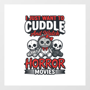 Süßes Horrorfilm-Kuschel-Vintage-Grafik-Shirt-Des Fensteraufkleber