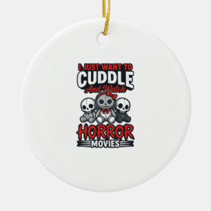 Süßes Horrorfilm-Kuschel-Vintage-Grafik-Shirt-Des Keramik Ornament