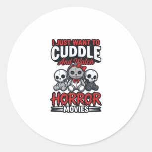 Süßes Horrorfilm-Kuschel-Vintage-Grafik-Shirt-Des Runder Aufkleber