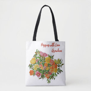 Süßes hübsches Pastellmohn mit Liebe-Oma-Tasche Tasche