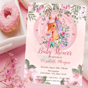 Süßes hübsches Pony Florales Babyshower  Einladung