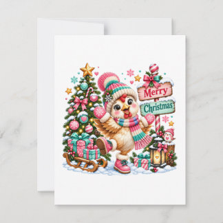 Süßes Huhn Frohe Weihnachten Einladung