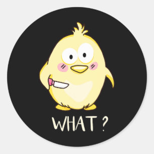 Süßes Huhn mit Messer - Humor für Erwachsene I Hüh Runder Aufkleber