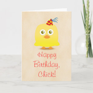Süßes Huhn mit Partyhut zum Geburtstag Karte