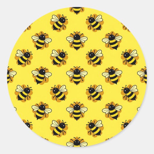 Süßes Hummel-Sommer-Muster Runder Aufkleber (Vorderseite)