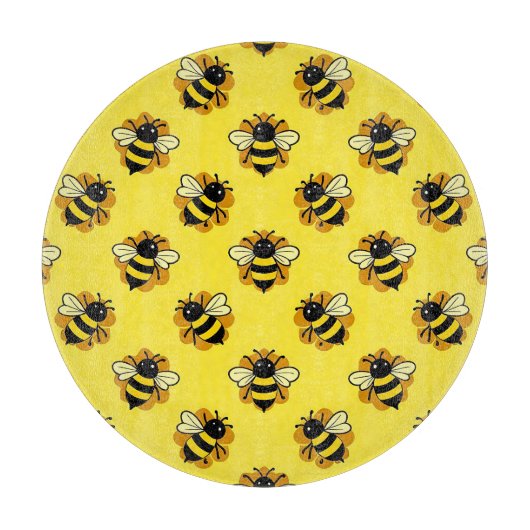 Süßes Hummel-Sommer-Muster Schneidebrett (Vorderseite)