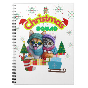 Süßes Hund- und Katzen-Weihnachtsteam-Design Notizblock