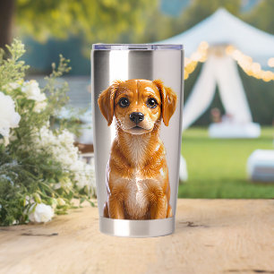 Süßes Hunde-Sitzporträt Thermobecher