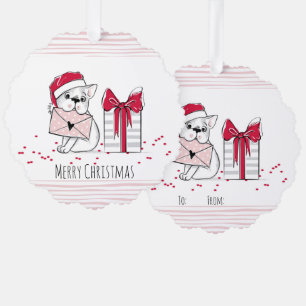 Süßes Hunde-Weihnachtsgeschenk-Anhänger mit Santa- Ornament Karte
