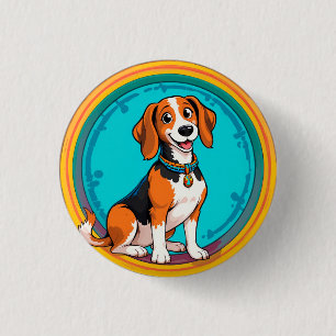 Süßes Hundebaby, farbenfrohes Cartoon-Design Button