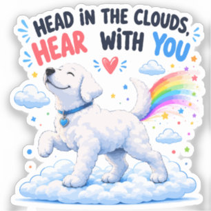 Süßes Hundedesign mit Kopf in den Wolken Aufkleber