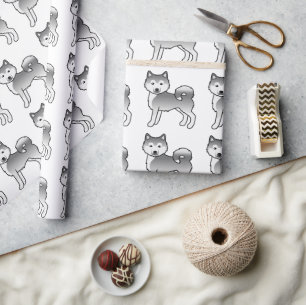 Süßes Hundemuster aus Silber Alaskan Malamute Geschenkpapier