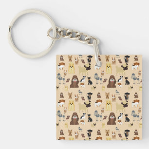süßes Hundemuster-Design für Hundeliebhaber- Beige Schlüsselanhänger