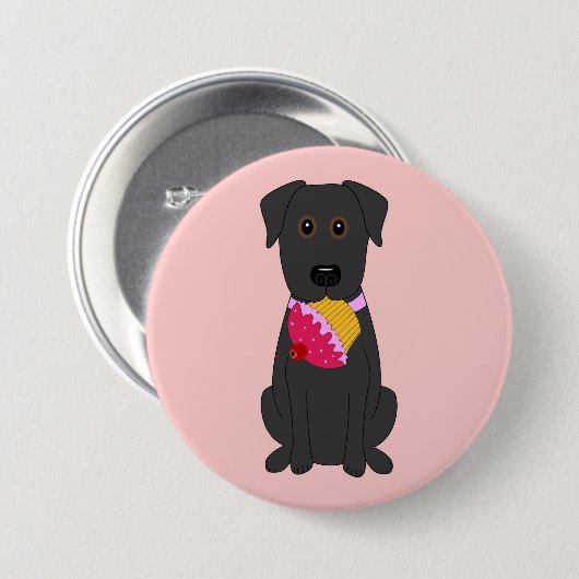 Süßes Hunderosa Button (Vorne & Hinten)