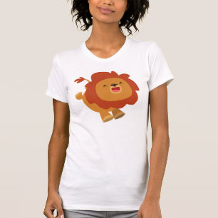 Süßes hüpfendes Cartoon-Löwinnen-T-Shirt T-Shirt