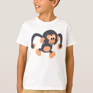 Süßes, hüpfendes Cartoon-Schimpanse-Kinder-T-Shirt T-Shirt