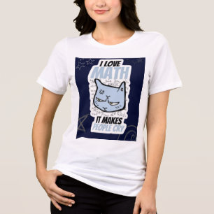 Süßes Ich Liebe Mathe Katze T-Shirt für Mathe-Lieb Tri-Blend Shirt
