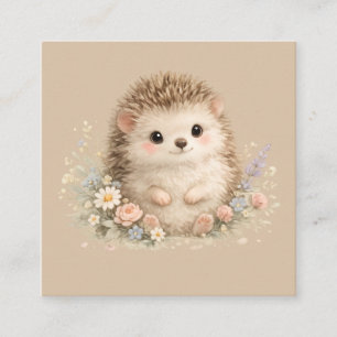 Süßes Igel Cottagecore Blumen-Geschenk Begleitkarte