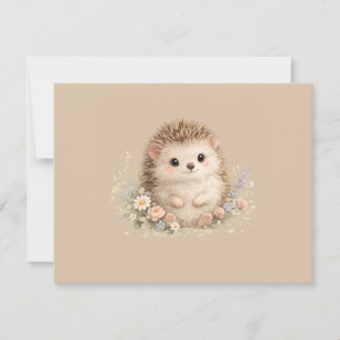 Süßes Igel Cottagecore Blumen-Geschenk Einladung
