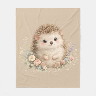 Süßes Igel Cottagecore Blumen-Geschenk Fleecedecke