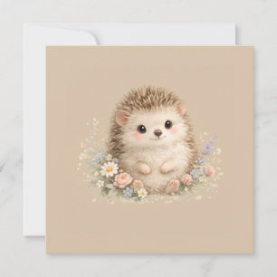 Süßes Igel Cottagecore Blumen-Geschenk Karte