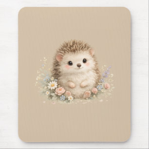 Süßes Igel Cottagecore Blumen-Geschenk Mousepad
