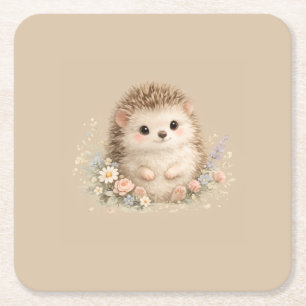 Süßes Igel Cottagecore Blumen-Geschenk Rechteckiger Pappuntersetzer