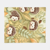 Süßes Igel-Herbstlaub-Muster Fleecedecke (Vorderseite (Horizontal))